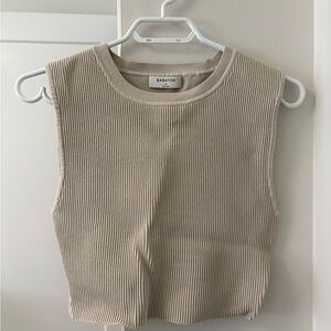 Babaton Ribbed Crewneck Tank in Light Beige